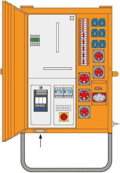 Baustromverteiler Metall BV M-AVEV 63/321-6/FU2/A/Wien 