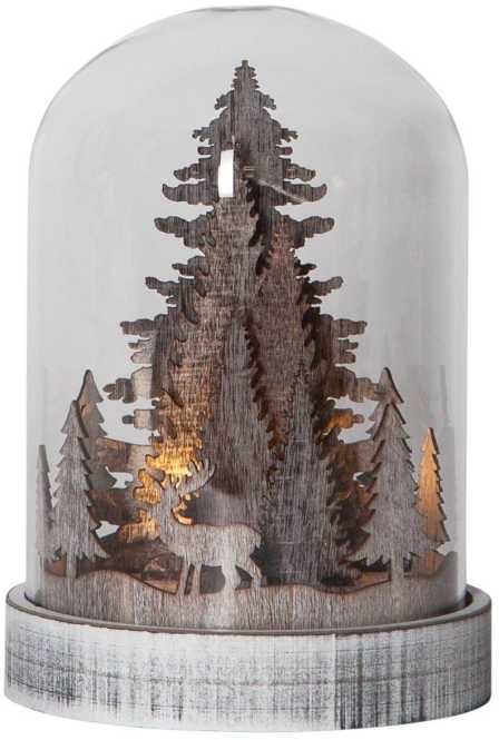 KUPOL LED Kuppel 3x0,06W Holz Kunststoff Glas Braun Patina Klar 