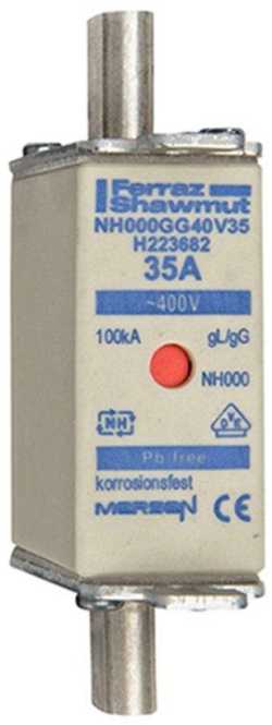 NH-Sicherung gG Gr.000 400VAC 125A mit spannungsführenden Grifflaschen 