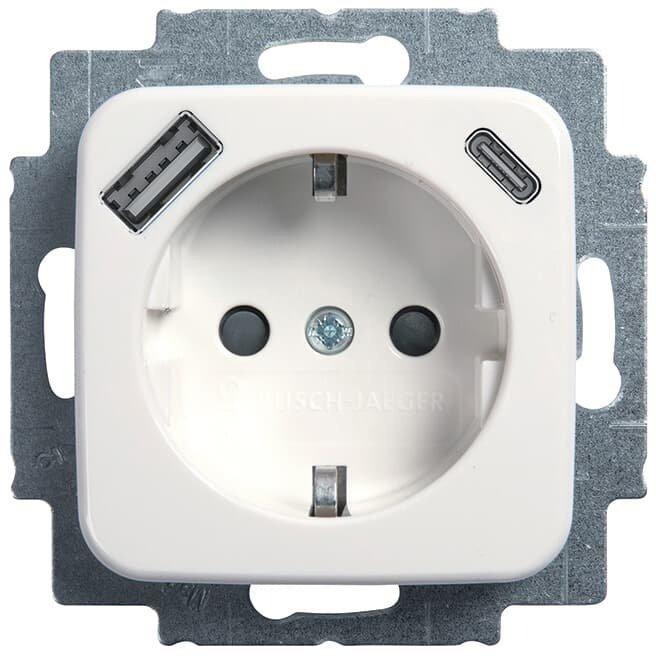 USB-Steckdosen-Einsatz SCHUKO Safety+ mit USB A / C alpinweiß - Reflex SI 