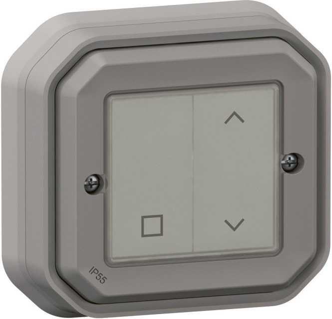 PlexoNew with Netatmo Feuchtraum Draht- und batterieloser Rollladenschalter Grau 