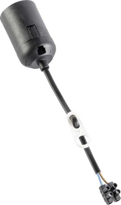 Baustellenfassung E27 schwarz mit 200 mm Anschlusskabel und Schraublusterklemme 