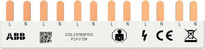 FlexLine Phasenschiene 1-phasig 6x1+N 10mm² 12 Pins 
