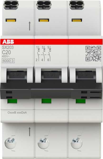 LS-Schutzschalter 3-polig 6kA C-Char 20A 3TE 