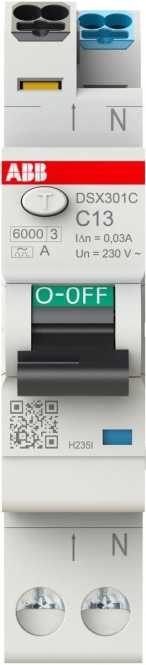 FlexLine FILS 1+N Typ A Charakteristik C 13A 30mA 6kA Schmalbau 1TE Baubreite 