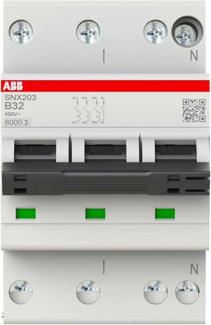LS-Schutzschalter 3+N-polig 6kA B-Char 32A 3TE 