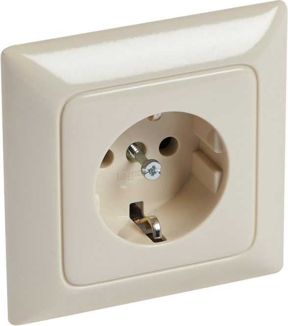 Steckdose (SL) 1-fach volle Platte Creomandelweiß 