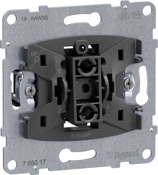 SEANO Einsatz Taster mit Wechselkontakt mit N-Klemme 10A Steckklemmen 