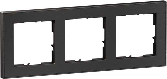 SEANO+ 3-fach Rahmen mit Echtmaterialoberfläche Farbausführung Dark Steel 