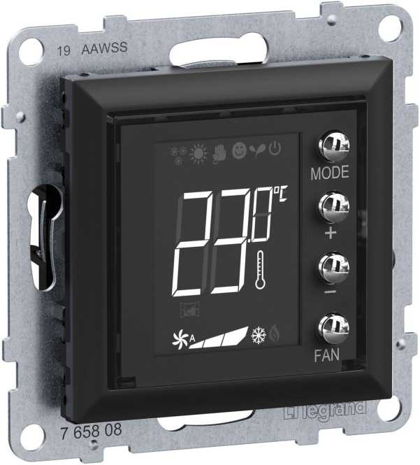 Seano MyHome Thermostat mit Display inkl. Abdeckung in der Farbe Schwarz 
