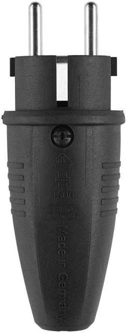 Original Stecker SCHUKO Gummi (TPE) schwarz IP44 Typ 1506 