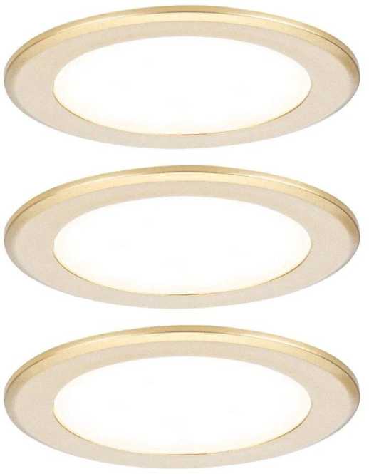 LED Möbeleinbauleuchten 3er-Set rund 65mm 3x2,5W 3x180lm 230/12V 3000K Gold matt 