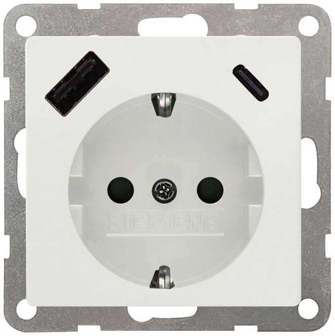 USB-SCHUKO-Steckdose 2 USB A+C max. 18 W titanweiß 