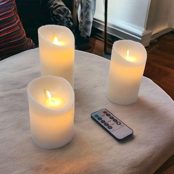LED-Kerzen mit Fernbedienung und Timer 3er Set 
