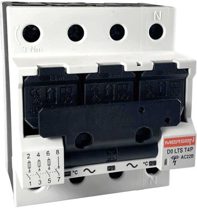 T4P D02 Lasttrennschalter 40A 3+N-polig mit Sicherungen u. Drehfeldanzeige o. FM 