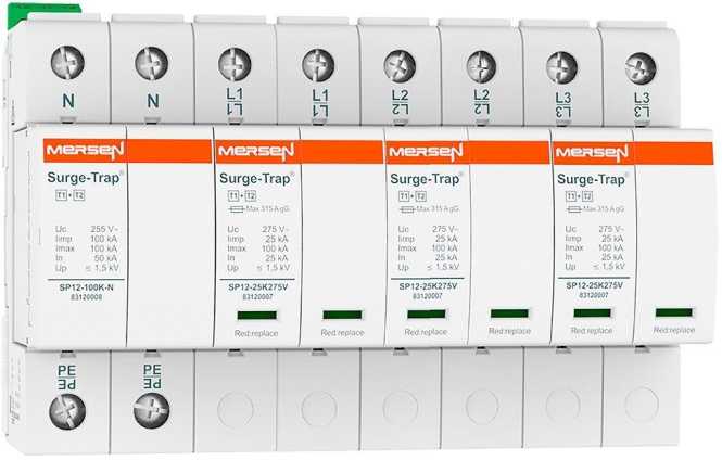 Überspannungsableiter Typ 1+2 25kA Uc275V 3+1 TT 4-polig 8TE steckbar FM 