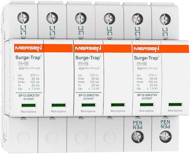 Überspannungsableiter Typ 1+2 25kA Uc275V 3+0 TNC 3-polig 6TE steckbar 