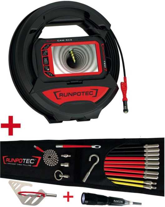 RC3 Inspektionskamera (digital) - 15 m + RUNPOSTICKS Comfort Paket (19-teilig) 