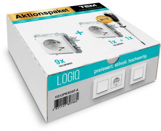 Logiq Steckdosenpaket 9+1 gratis + 1 Schraubendreher gratis 
