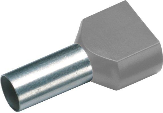 Zwillingsaderendhülse 2 x 4,0 mm² x 12 mm grau 