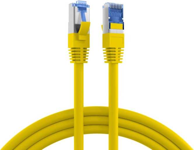 RJ45 Patchkabel S/FTP Kat.6A Kat.7 Rohkabel TPE superflex 1m gelb 