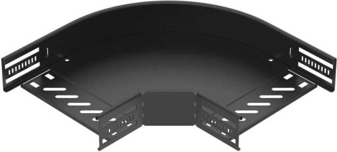 Bogen 90° für Kabelrinne horizontal 60x200 Stahl PES135 - Polyester tiefschwarz 