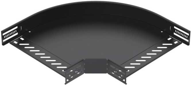 Bogen 90° für Kabelrinne horizontal 60x300 Stahl PES135 - Polyester tiefschwarz 