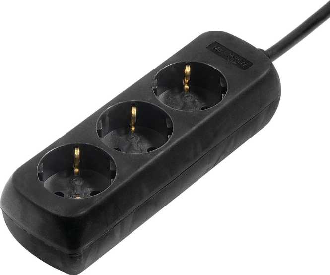 Steckdosenleiste 3-fach Schwarz 1,4 m 