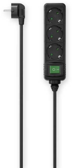Steckdosenleiste 3-fach Schalter 3 m Schwarz 