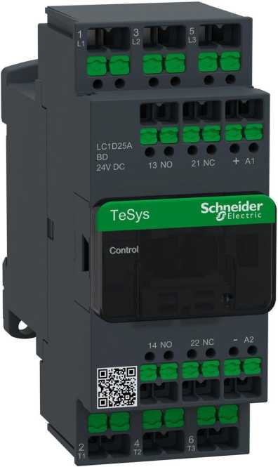 Leistungsschütz LC1D 3-polig 1S / 1Ö 11 kW 25 A 400 V AC3 Spule 24 V DC Snap IN 
