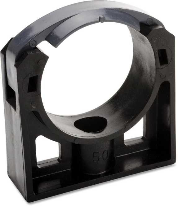 Rohrschelle mit Haltebügel schwarz 