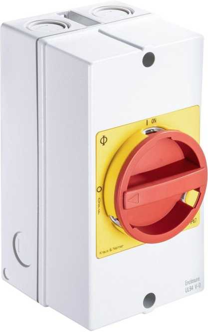 Hauptschalter 3-polig AP-Gehäuse IP66/67 Sperrvorrichtung rot-gelb 