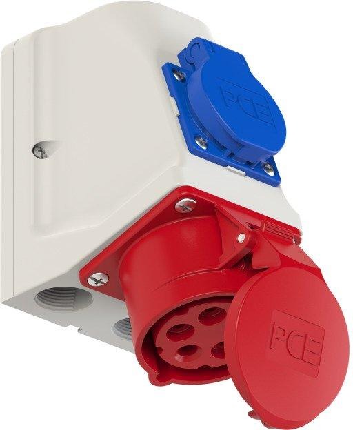 CEE-Wandsteckdose-Combo 16A 5p 6h IP44 400V 