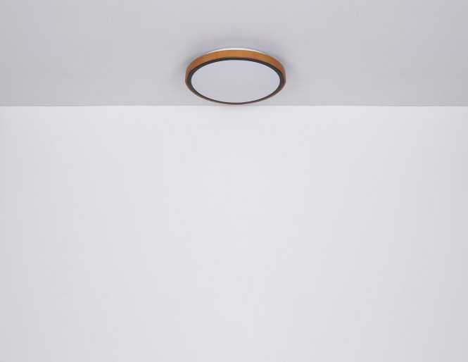 BRUNO Deckenleuchte schwarz Holz Acryl 3000-4500-6000K LED 12W CCT 