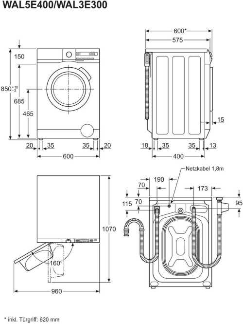 Waschmaschine Serie 7000 mit ProSteam 1400U/min 8kg weiß LR7E60488 