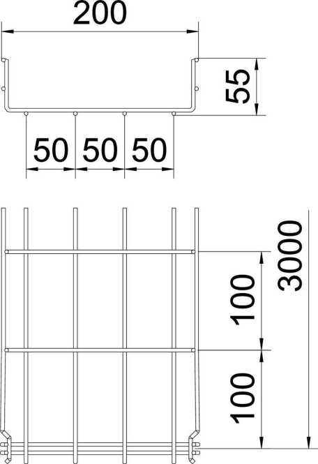 Gitterrinne GR-Magic U-Form Stahl tauchfeuerverzinkt 55x200 mm 