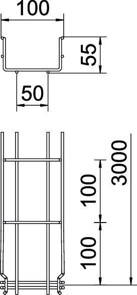 Gitterrinne GR-Magic U-Form Stahl tauchfeuerverzinkt 55x100 mm 