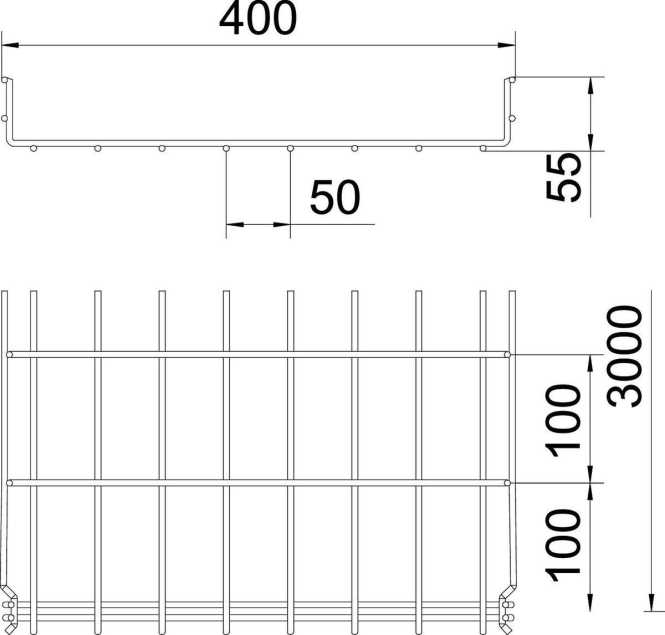 Gitterrinne GR-Magic U-Form Stahl galvanisch verzinkt 55x400 mm 