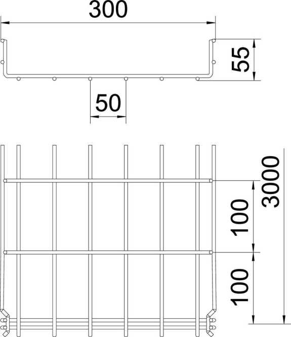 Gitterrinne GR-Magic U-Form Stahl galvanisch verzinkt 55x300 mm 