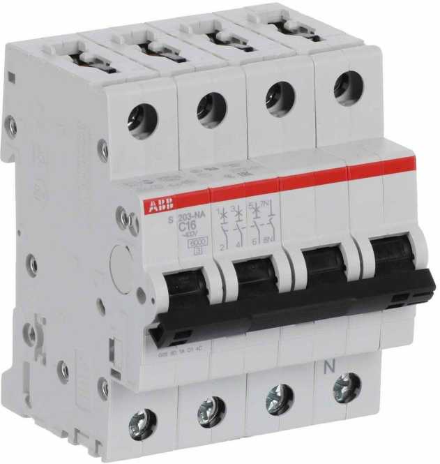 LS-Schutzschalter 4-polig 6kA /10kA C-Char 16A 4TE 