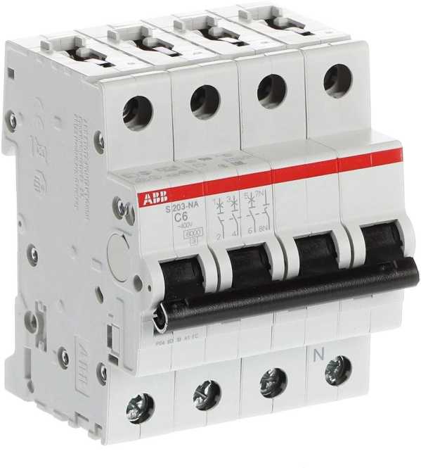 LS-Schutzschalter 4-polig 6kA /10kA C-Char 6A 4TE 