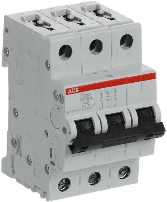 LS-Schutzschalter 3-polig 6kA /20kA K-Char 16A 3TE 