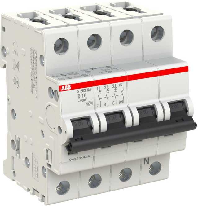 LS-Schutzschalter 4-polig 6kA /10kA D-Char 16A 4TE 