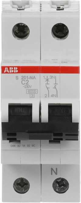 LS-Schutzschalter 2-polig 6kA C-Char 2A 2TE 