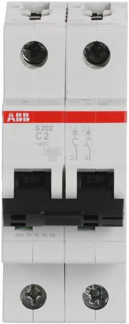 LS-Schutzschalter 2-polig 6kA C-Char 2A 2TE 