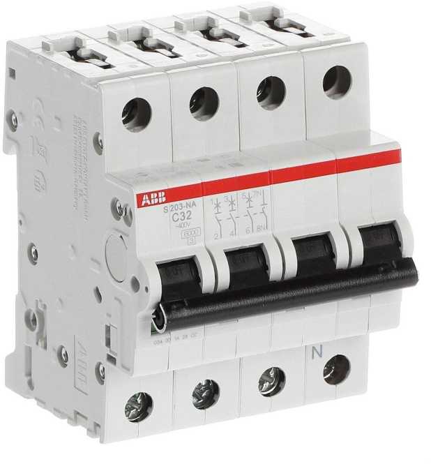 LS-Schutzschalter 4-polig 6kA /10kA C-Char 32A 4TE 