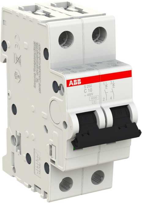 LS-Schutzschalter 2-polig 6kA C-Char 10A 2TE 