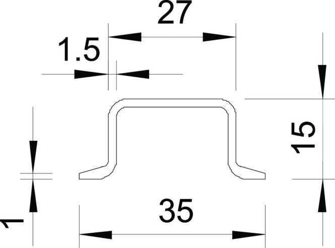 Hutschiene ungelocht 2000x35x15 St GTP Materialstärke 1,5mm 