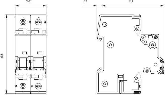 LS-Schutzschalter 2-polig 6kA C-Char 6A 2TE 