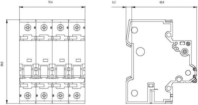LS-Schutzschalter 4-polig 6kA /15kA C-Char 16A 4TE 